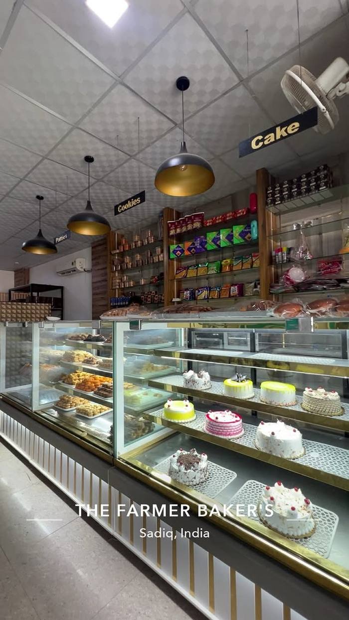 Inside The Farmer Bakers — fresh cakes and pastries in the display counter